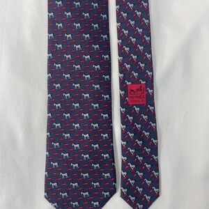 Hermes 100% Silk Men's Tue Navy Horse Pattern - Navy & Red 625992 TA